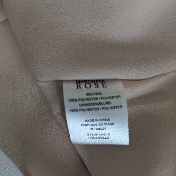 Marchesa Rose women Blush Pink Ruffle Cold Shoulder Long Sleeve Mini Dress Sz M - Picture 11 of 11